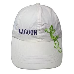 Jacobson Hat Baseball Cap White Green Gecko Lagoon Embroidered OS Adjustable Hat